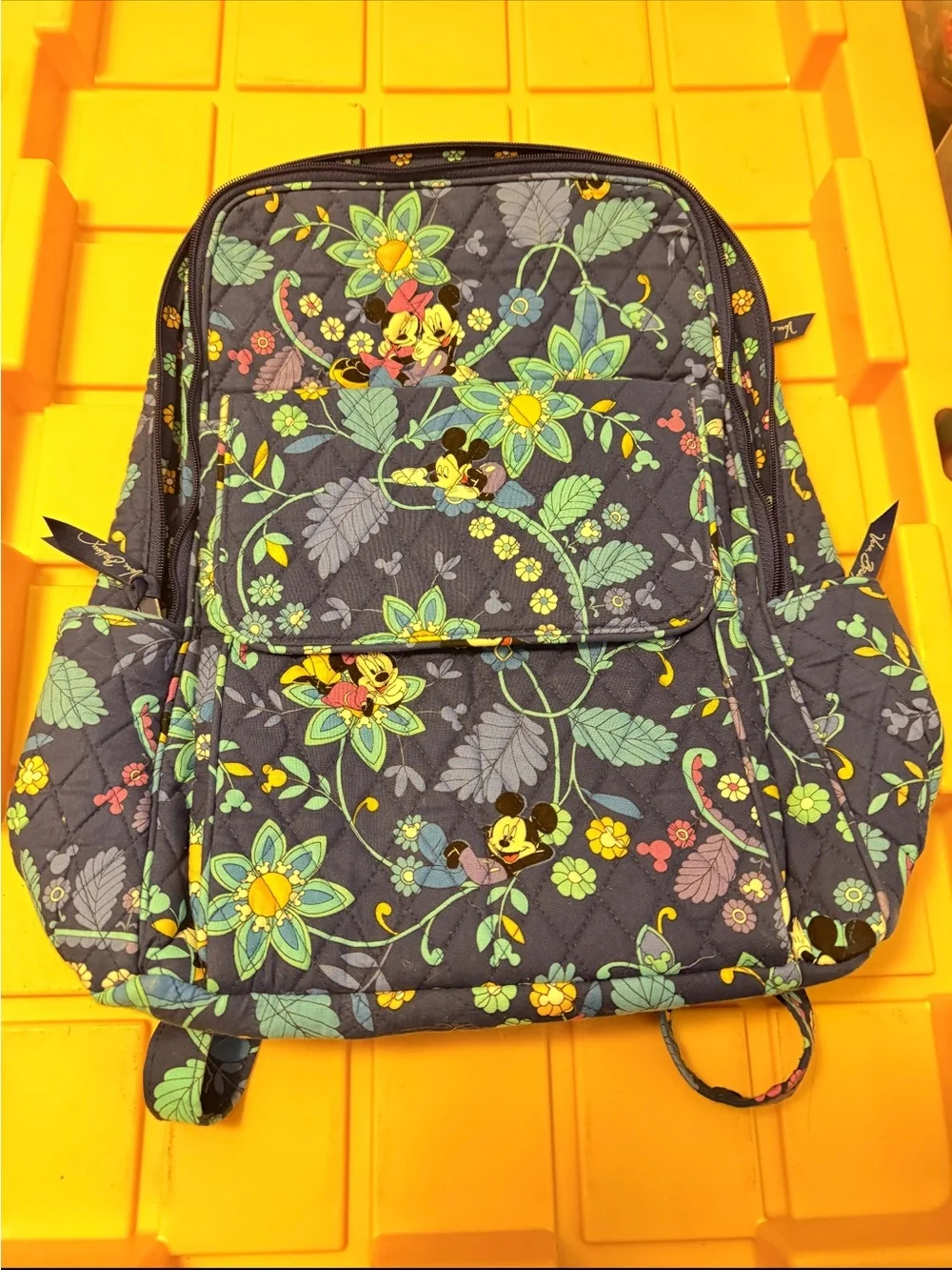 Vera Bradley Navy Floral Mickey Mouse Quilted Backpack